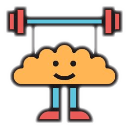 A cartoon of a cloud with a weight on it's head.