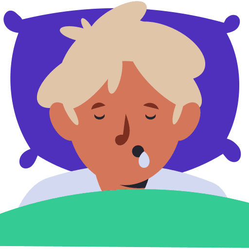 A man with blonde hair is sitting in bed.