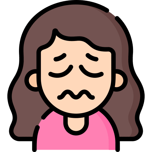 A cartoon of a woman with her eyes closed.