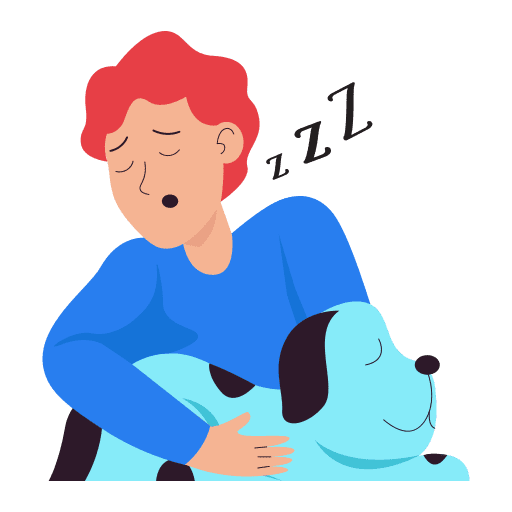 A man is hugging a dog while sleeping.